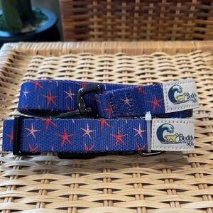 Buddy By The Sea Americana Starfish Dog Leash & Collar Set NWOT